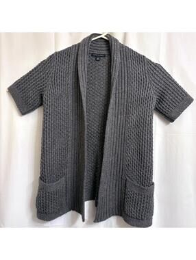 Banana Republic Women's Gray Chunky Knit Open Cardigan Sweater Medium M
